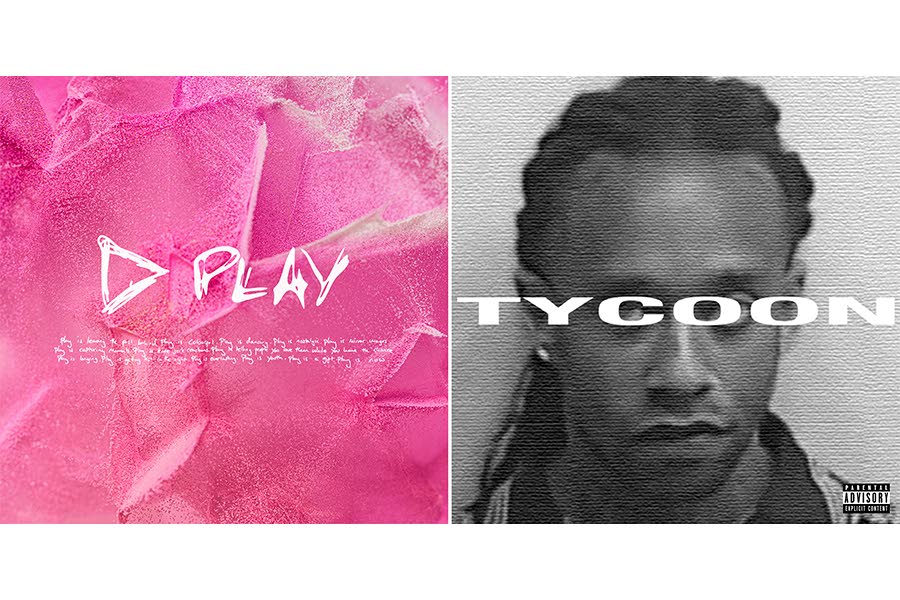 This combination of images shows promotional art for ‘Play’ by Ed Sheeran, left, and ‘Tycoon’ by Ty Dolla $ign. 
