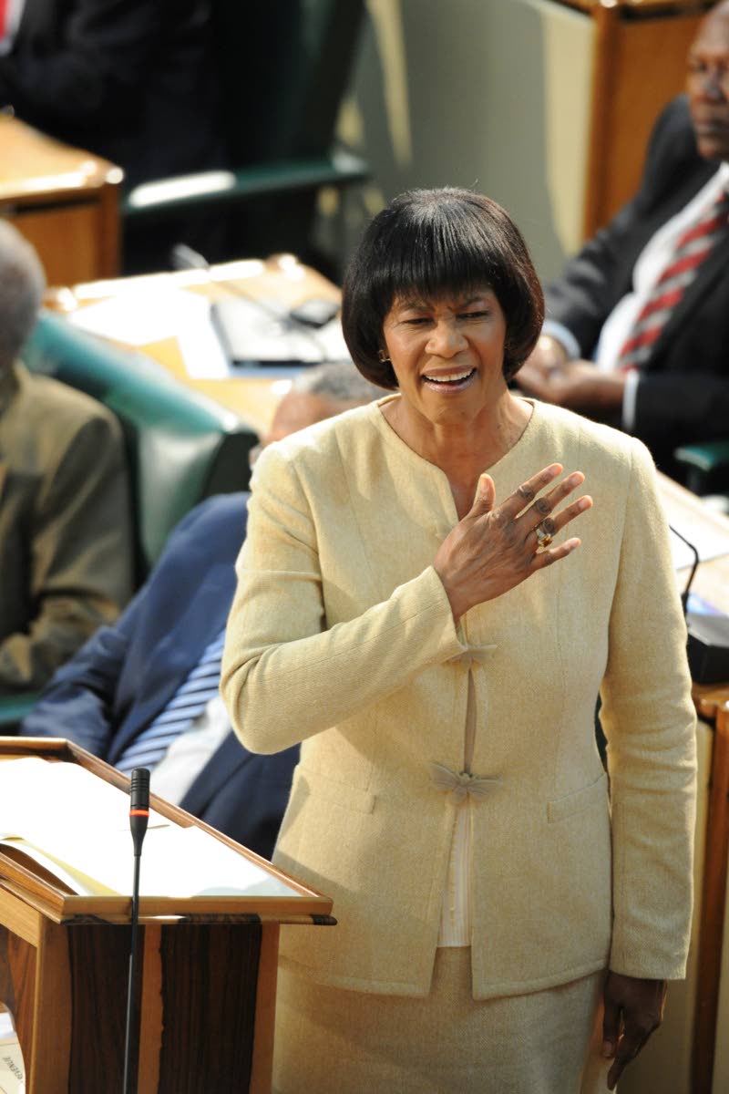 Former Prime Minister Portia Simpson Miller addressing the House.