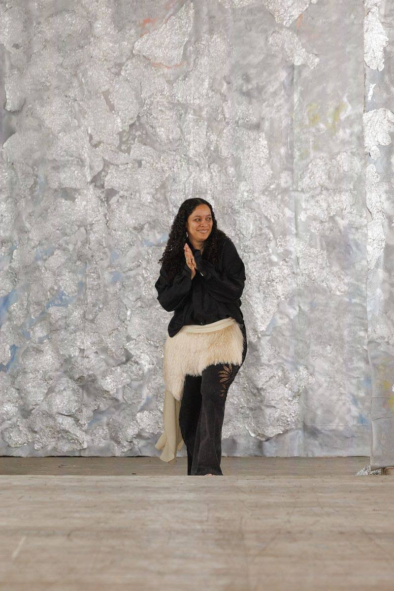 Post-reveal of her new Diotima collection on Monday, designer Rachel Scott greets the audience. The four-year-old brand featured its first New York Fashion Week runway show. 