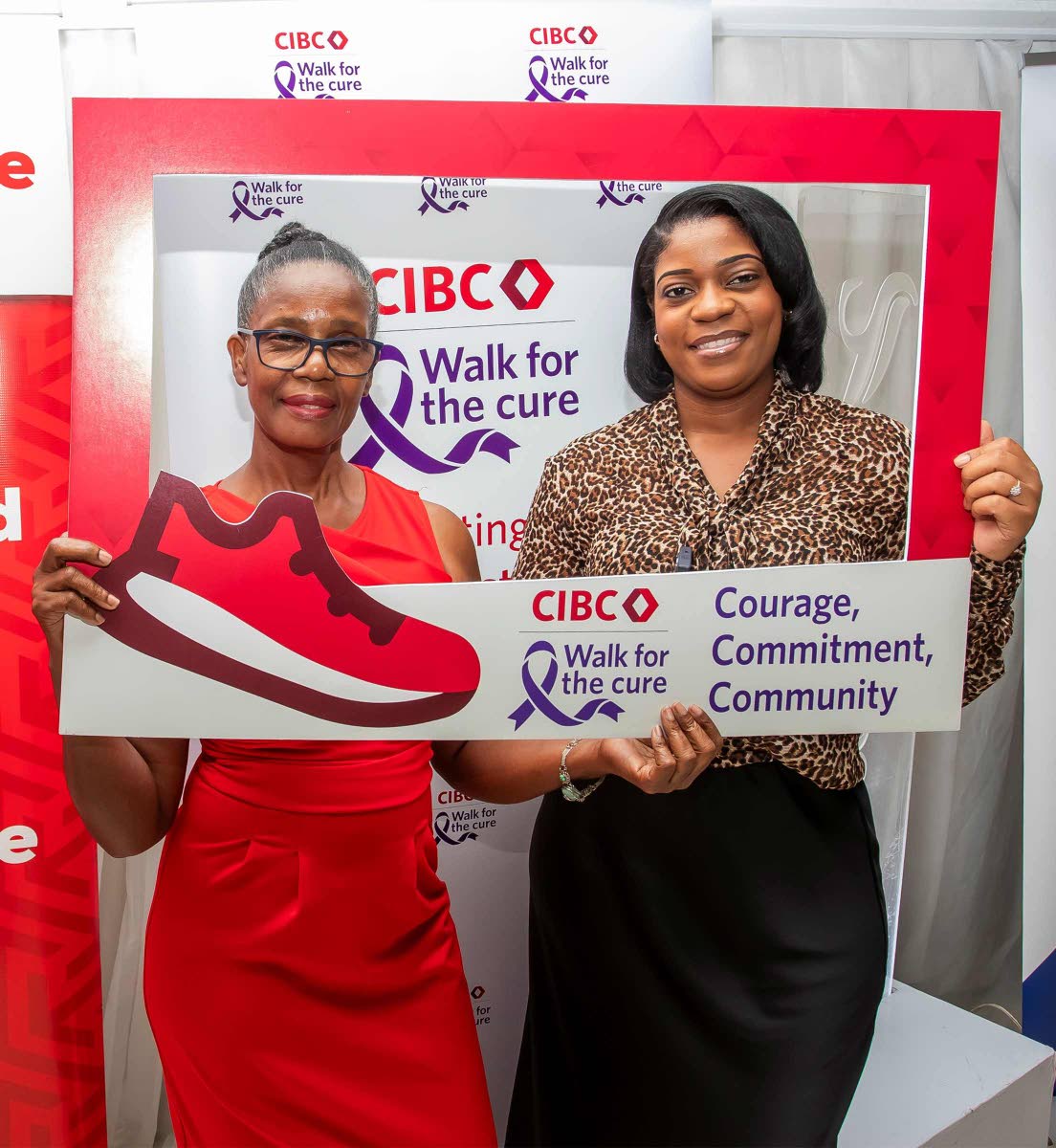 Marcia Campbell (left), cancer survivor and her daughter/caregiver, Talicia Higgins at the launch of the 14th annual CIBC Caribbean Walk for the Cure.