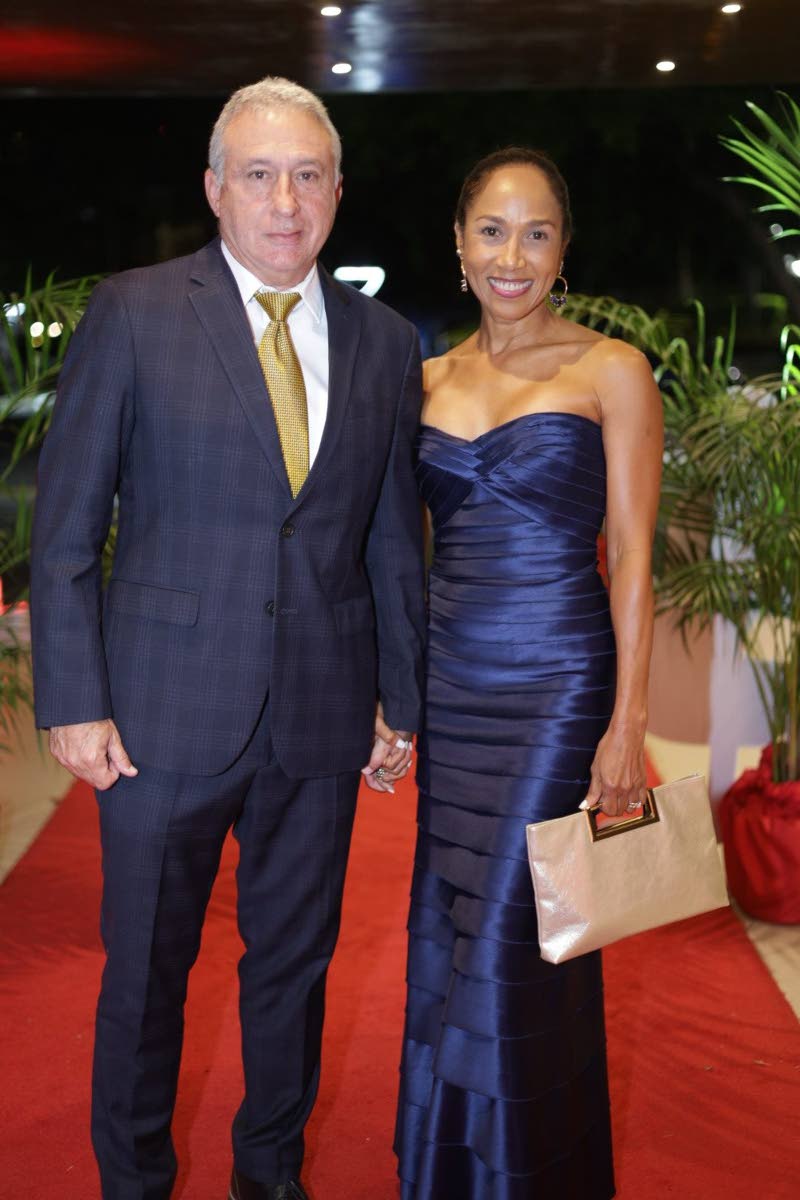 Metry Seaga (left), president of the Private Sector Organisation of Jamaica, and his wife, Nadine Seaga, were hand-in-hand on the red carpet at Crime Stop Jamaica’s 36th Anniversary Gala.