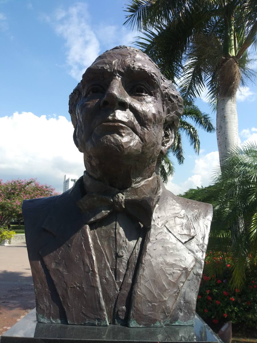 Basil Watson’s bronze bust of National Hero Norman Manley, mounted in 2018 in Emancipation Park, St Andrew, Jamaica.