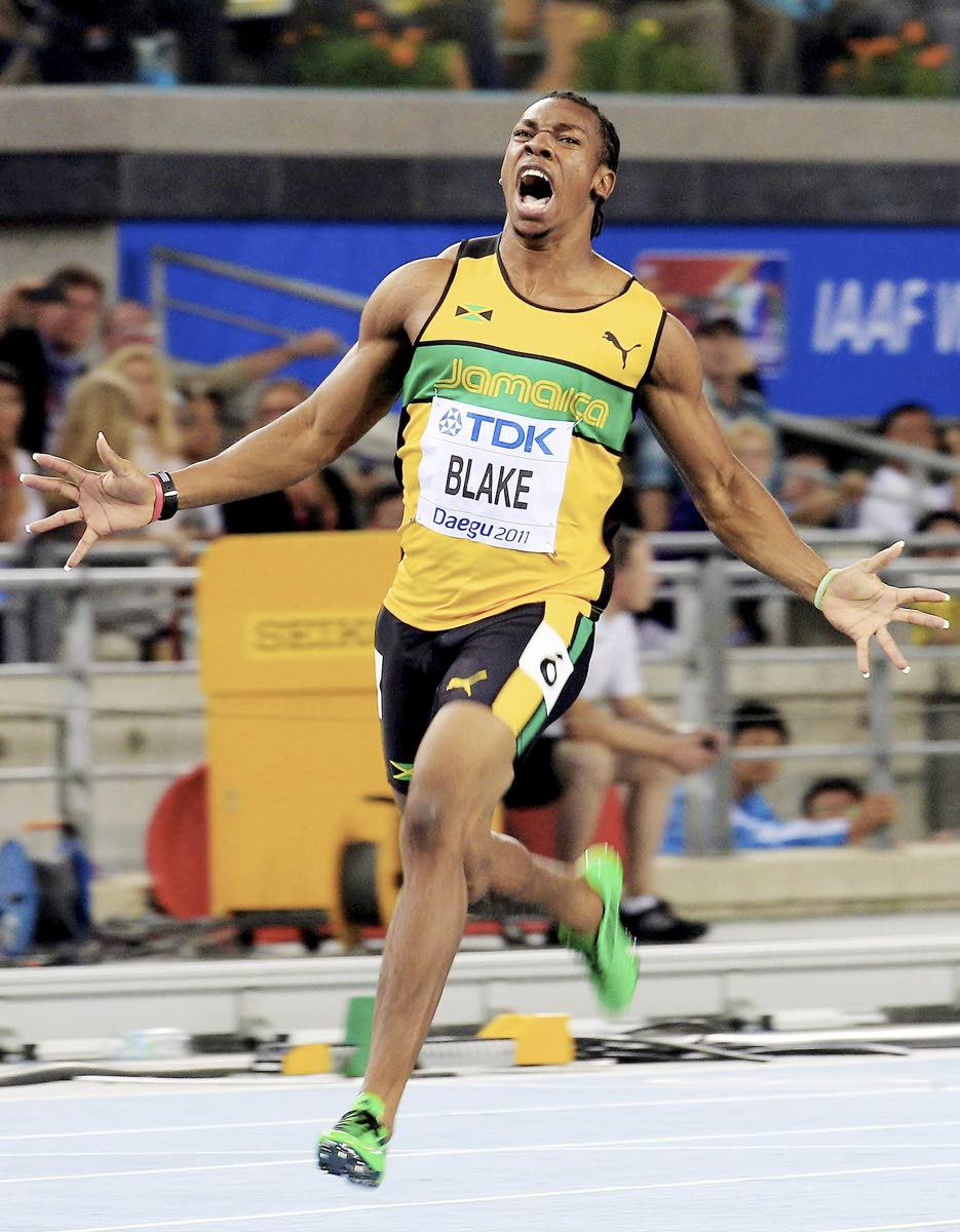 Yohan Blake celebrates after winning the men’s 100 metres final in 9.92 seconds at the 2011 IAAF World Championships in Daegu, South Korea.