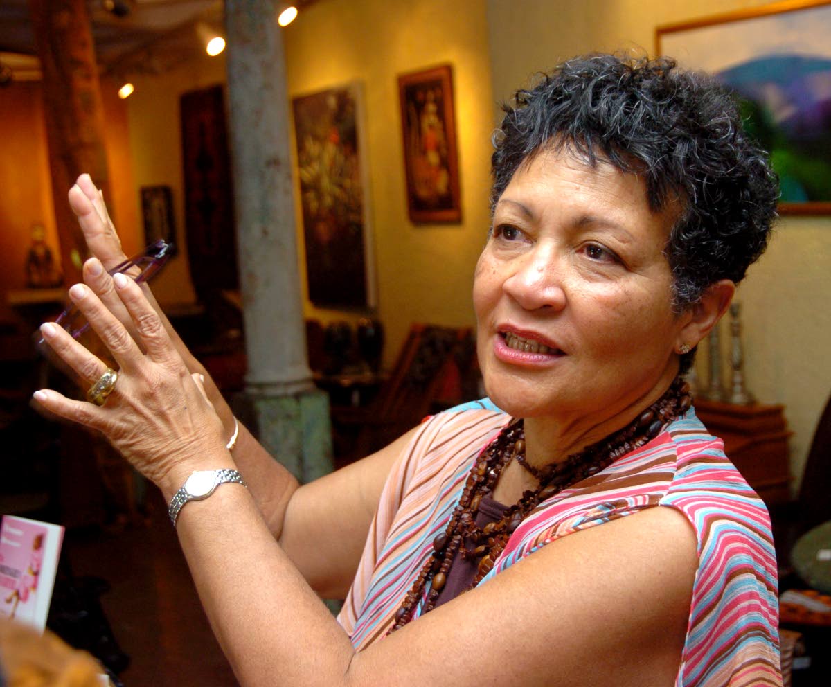 File Photos
Yvonne Brewster speaks with guests at the signing for her book ‘The Undertaker’s Daughter’ at the Bolivar Bookshop in St Andrew on January 8, 2005.