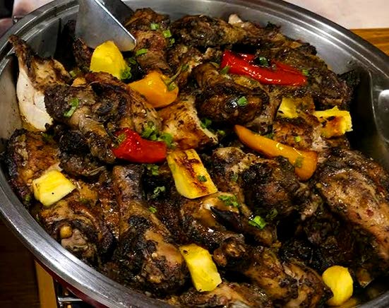 Jerk chicken on Executive Chef Rohan Leach’s All Schools Jamm2 menu at the Atlanta Marriott Marquis.