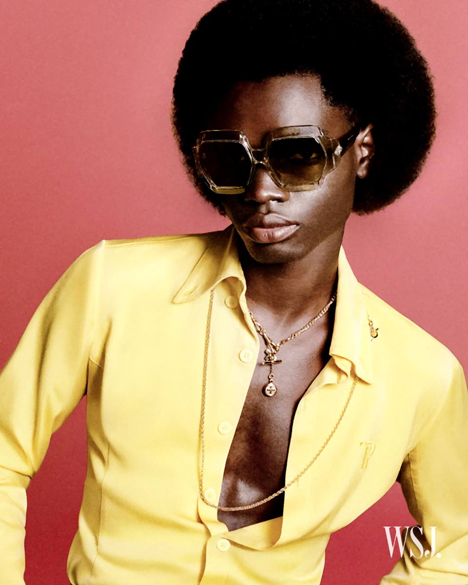 American-Ghanaian model Ruskin Caesar-Kwotie wears a button-up Theophilio shirt in the latest issue of ‘WSJ. Magazine’.