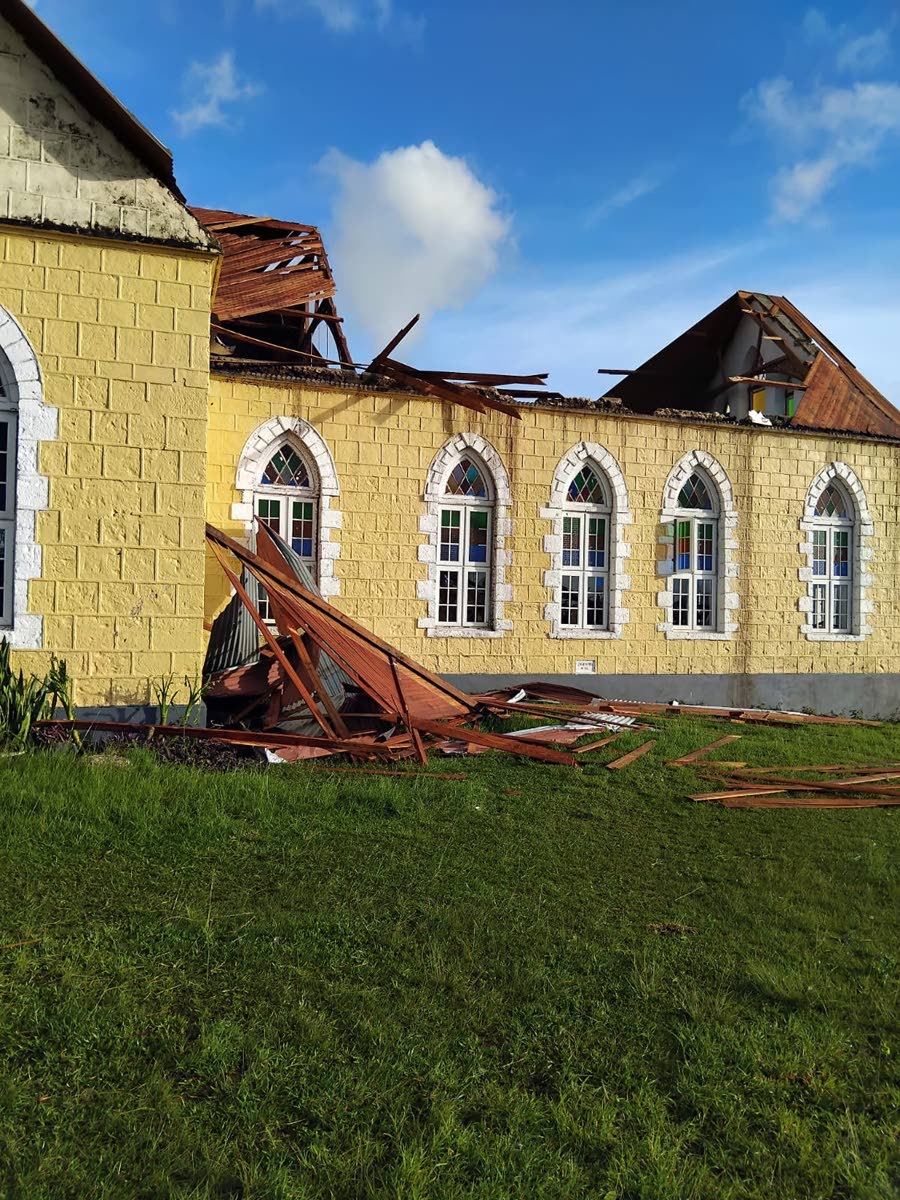 The Mount Nebo Baptist Church in St Catherine, which has a damaged roof as a result of Hurricane Melissa.