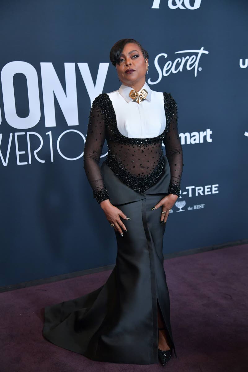 Taraji P. Henson in a tux-inspired look, also by Sebastian Gunawan Signature.