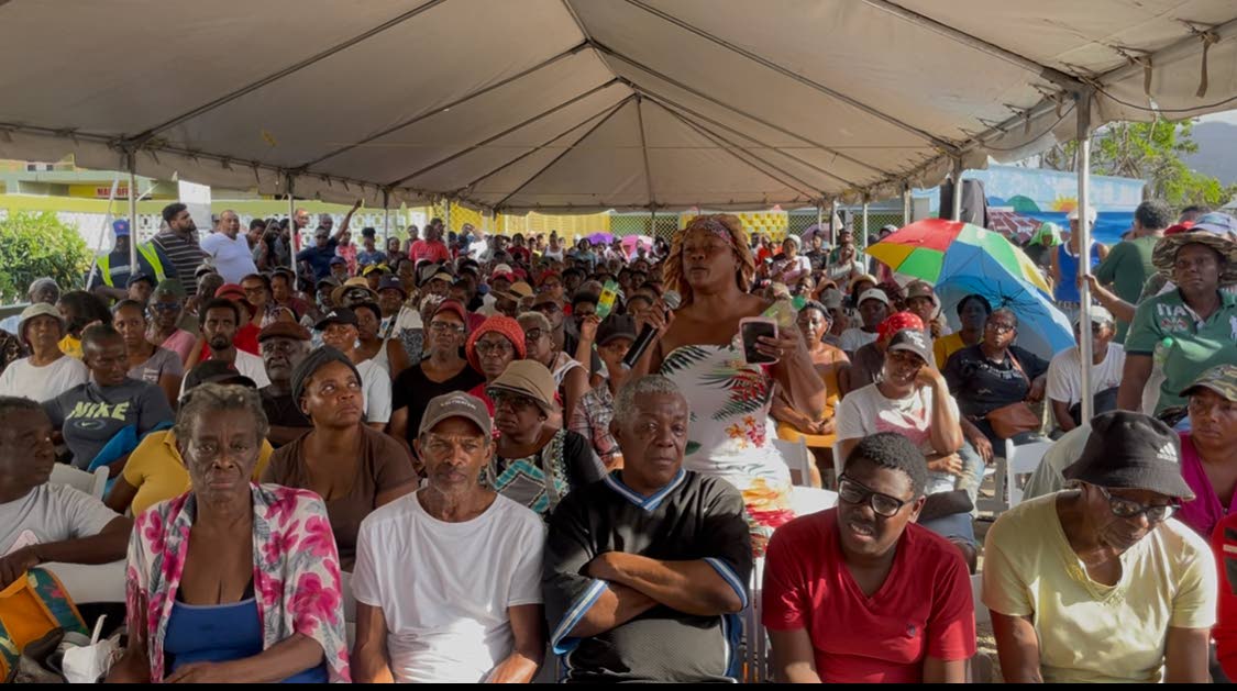 Residents at the town hall meeting in West Green, St James