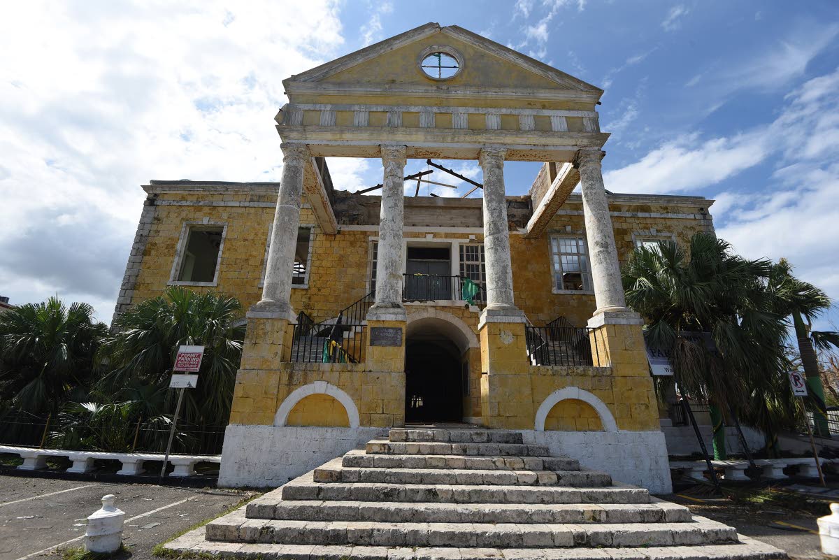 
Hurricane Melissa left its mark on the historic Falmouth Courthouse, a Georgian-style landmark erected in 1815 and rebuilt after being razed by fire in 1926.