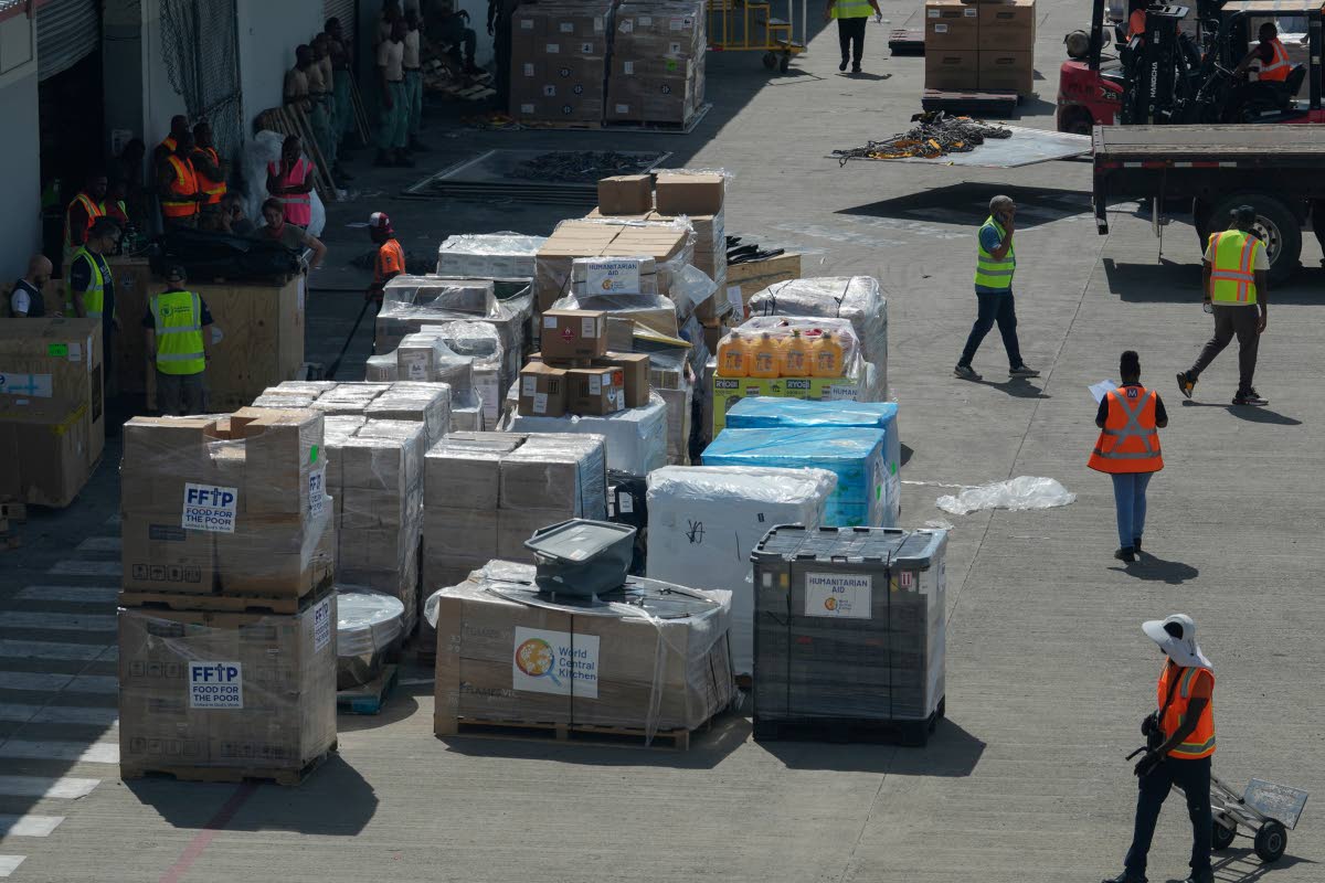 Humanitarian aid sits on the tarmac at the Norman Manley International Airport in Kingston, Jamaica in the aftermath of Hurricane Melissa.