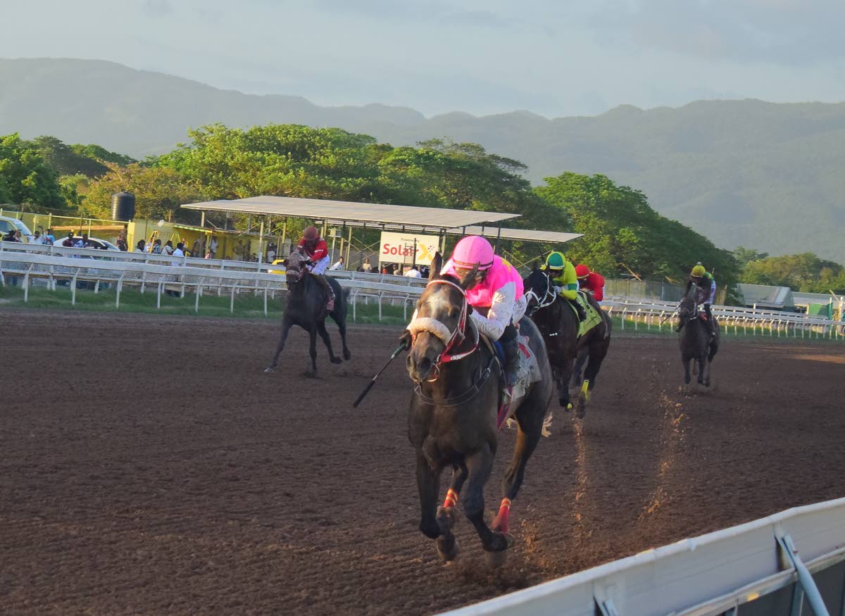 
RIDEALLDAY, ridden by United States hall of fame jockey. Javier Castellano, winning the fourth running of the Mouttet Mile over eight furlongs at Caymanas Park on December 6.
