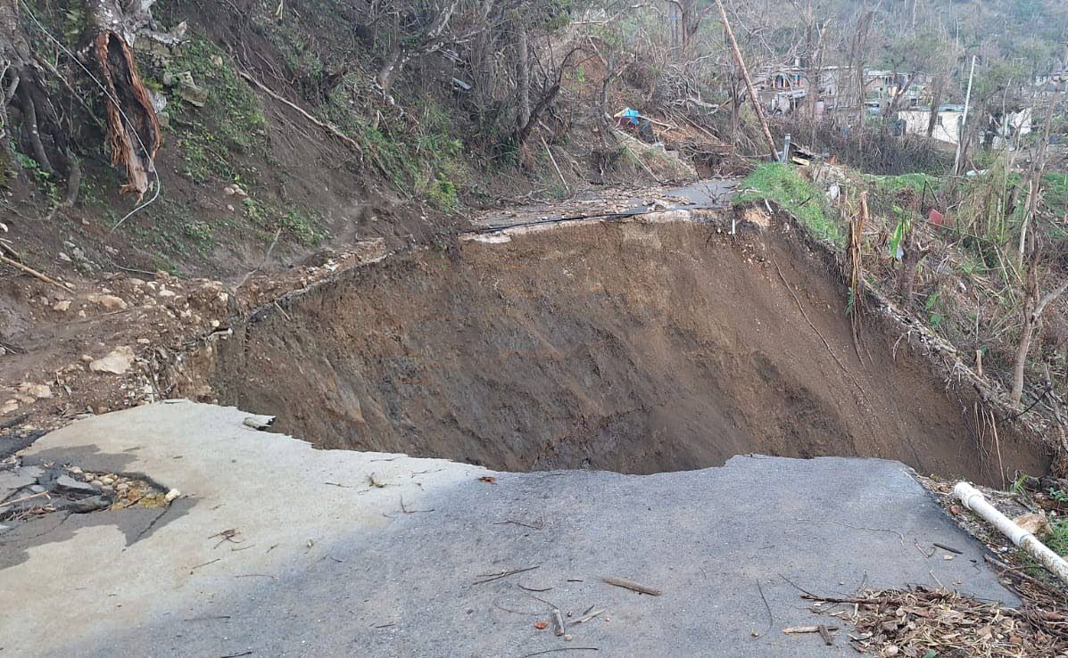 A breakaway along the Spring Mount road in St James that was caused by the passage of Hurricane Melissa.