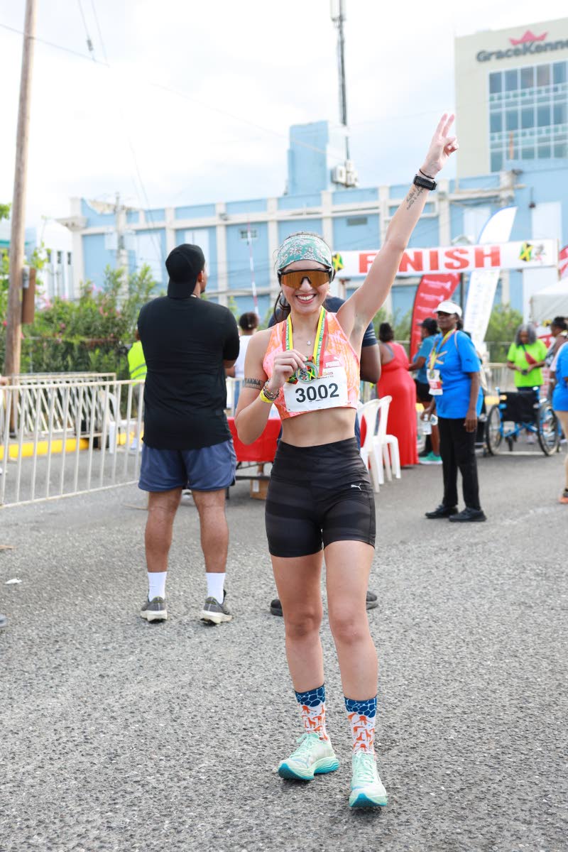 Sonia Haboub finished 15th overall and first in her age group in the women’s 10K at the Reggae Marathon. 