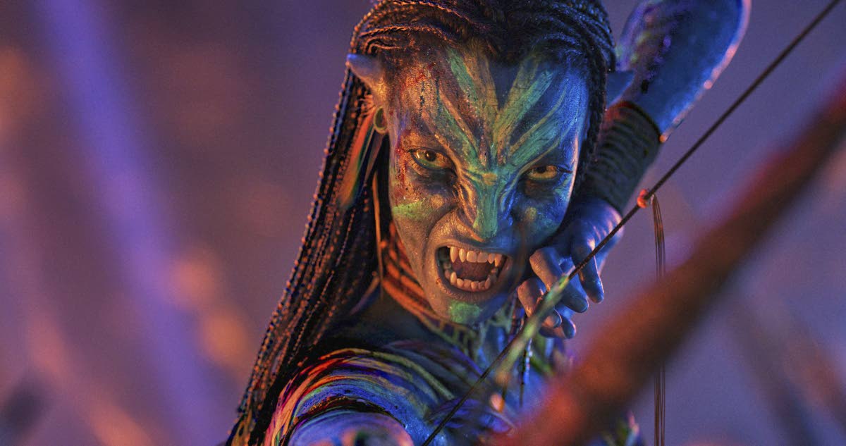 Neytiri, played by Zoe Saldana, in a scene from ‘Avatar: Fire and Ash’.
