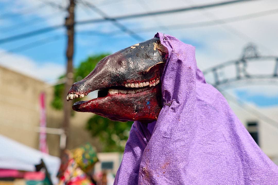 Meant to mimic animal features and movement, Cow Head remains one of Jonkunnu’s most arresting sights. 