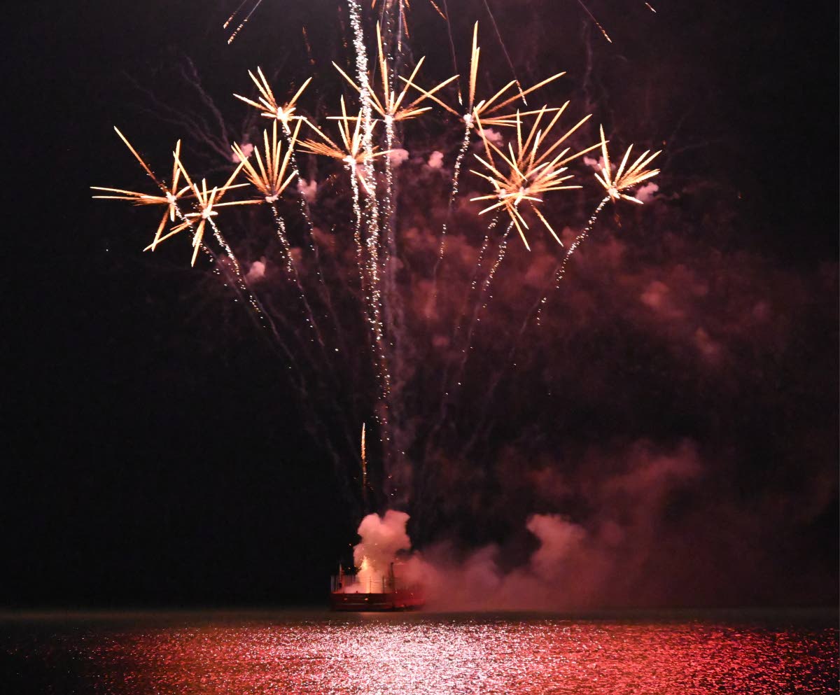 Fireworks illuminate the Black River seafront in St Elizabeth during the Urban Development Corporation’s New Year’s show.