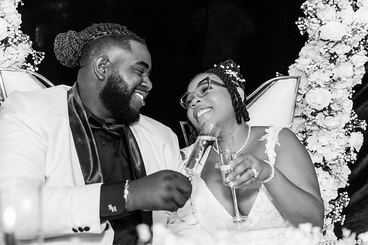 The Henrys raise a glass, making a toast to happily ever after.