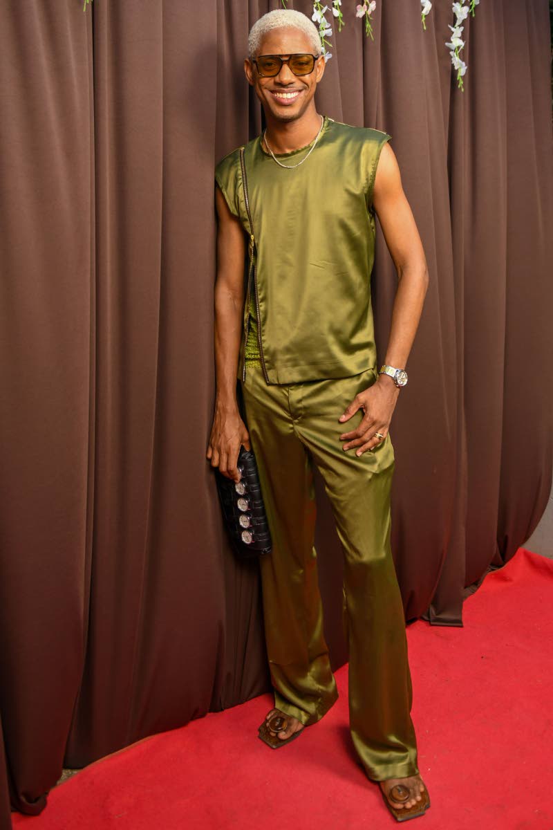 Inset: Lucien Harrison doubles up as host and fashion designer for the evening as he presented the 2026 Vision Brunch, under the theme shades of green.
