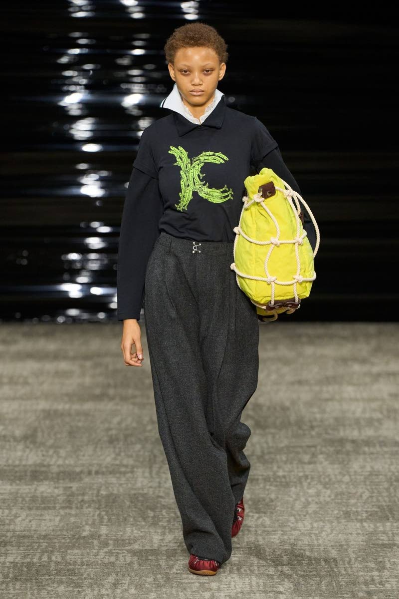 For his debut as Kolor’s creative lead, Tokyo-born, London-raised Taro Horiuchi cast Dill in his 46-look collection, seen here in Look 14 and later in Look 44.