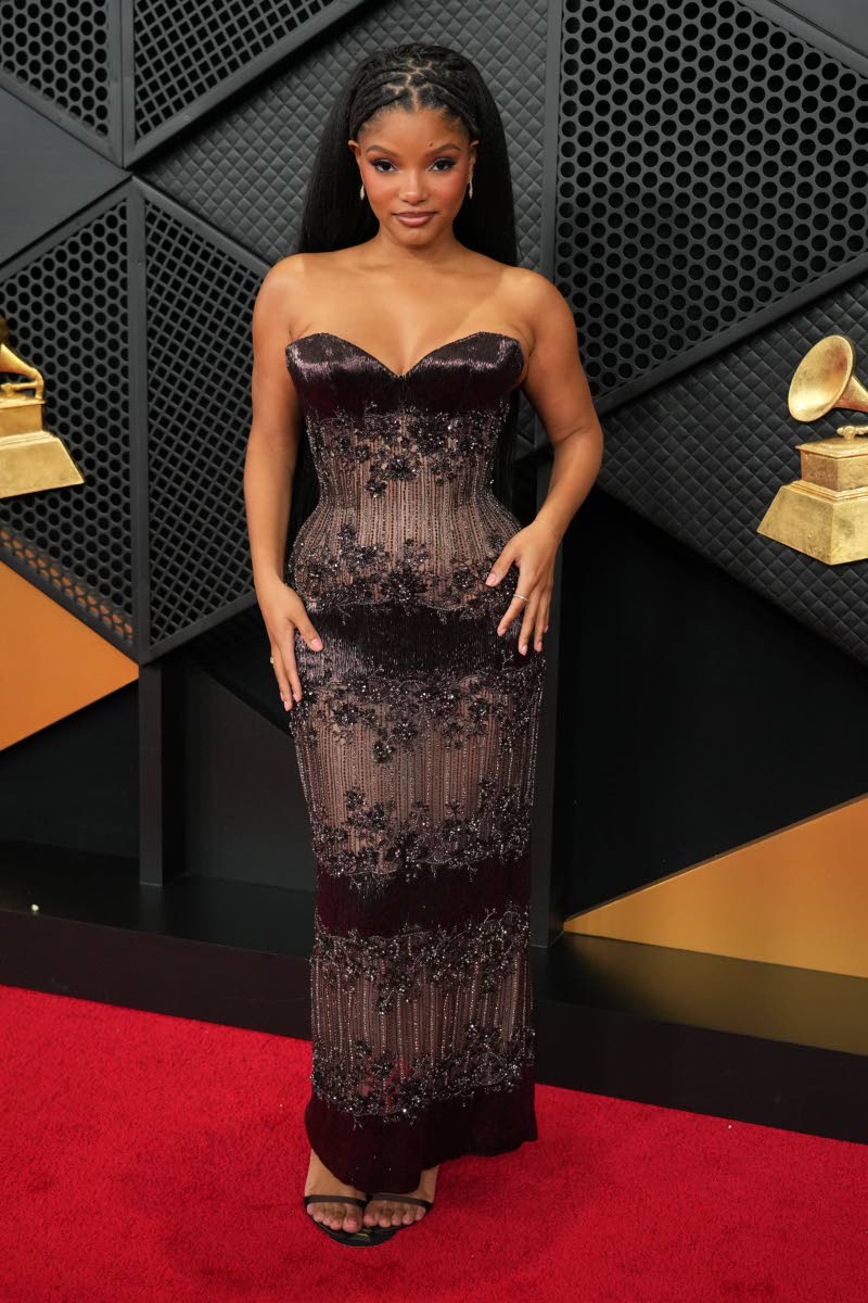 Spotted on the carpet is Halle Bailey, wearing Paolo Sebastian.