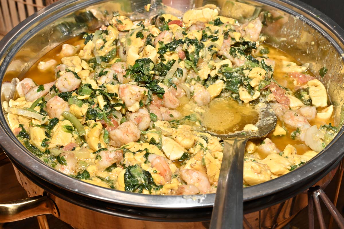 Ackee, shrimp and callaloo are lightly stir-fried, with minimal seasoning that lets the natural flavours of each ingredient shine. 