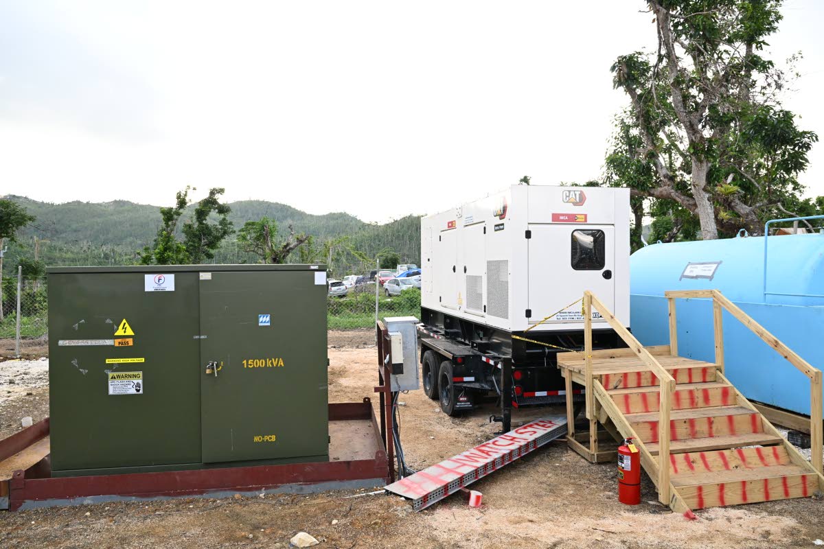 The 500-kilowatt emergency mobile power-generation unit that was commissioned in the community of Darliston, Westmoreland, on Sunday.
