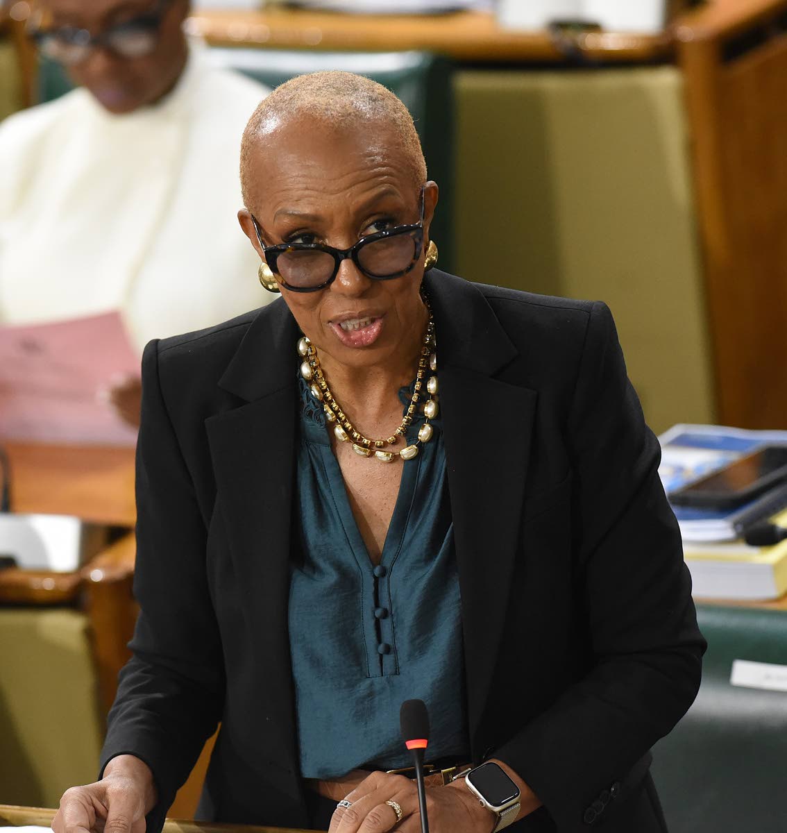 
Fayval Williams, minister of finance and the public service, tabling the Estimates of Expenditure for 2026-2027 in Parliament on Thursday.