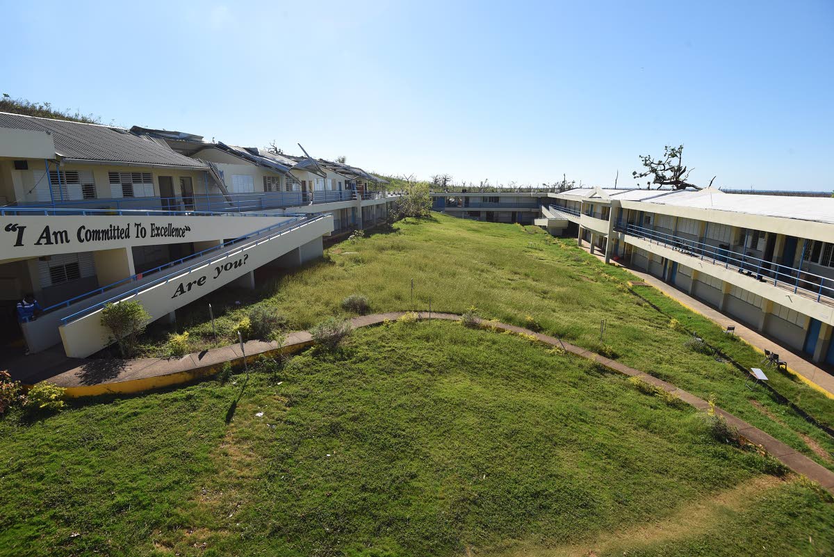 Roof damage to several classrooms at Belmont Academy, Westmoreland.