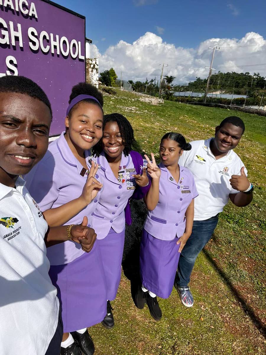 Region Five Vice President Antonio Nandoo-McLeod and National Public Relations Officer Adain James at Bishop Gibson High School for Girls.