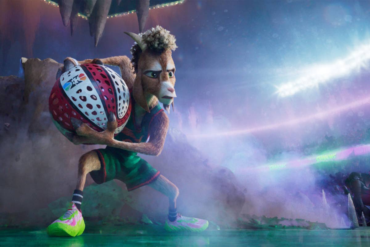 This image released by Sony Pictures shows the character Will, voiced by Caleb McLaughlin, in a scene from the animated film ‘GOAT’.