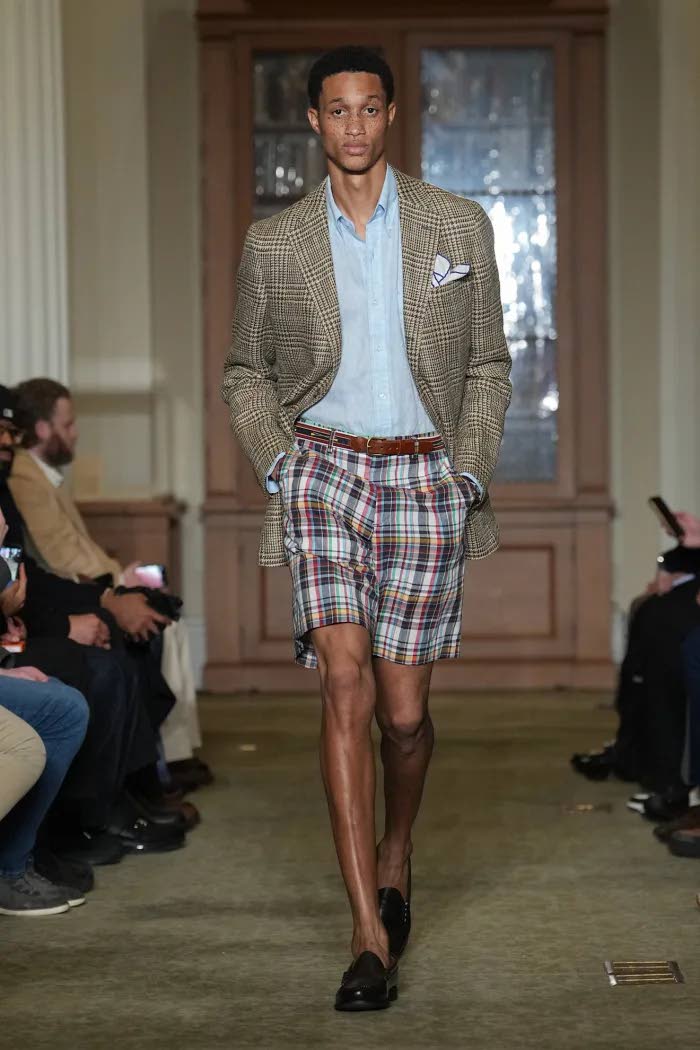 SAINT International model Romaine Dixon for J. Press’s NYFW debut collection staged at The New York Historical on the Upper West Side.