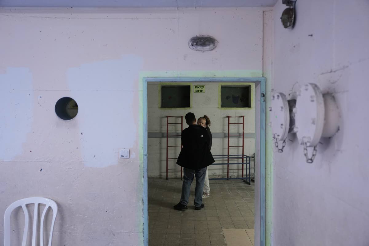 Civilians staying in a shelter after alarms announced that Israel had launched an attack on Iran, in Ramat Gan, Israel, on February 28, 2026. 