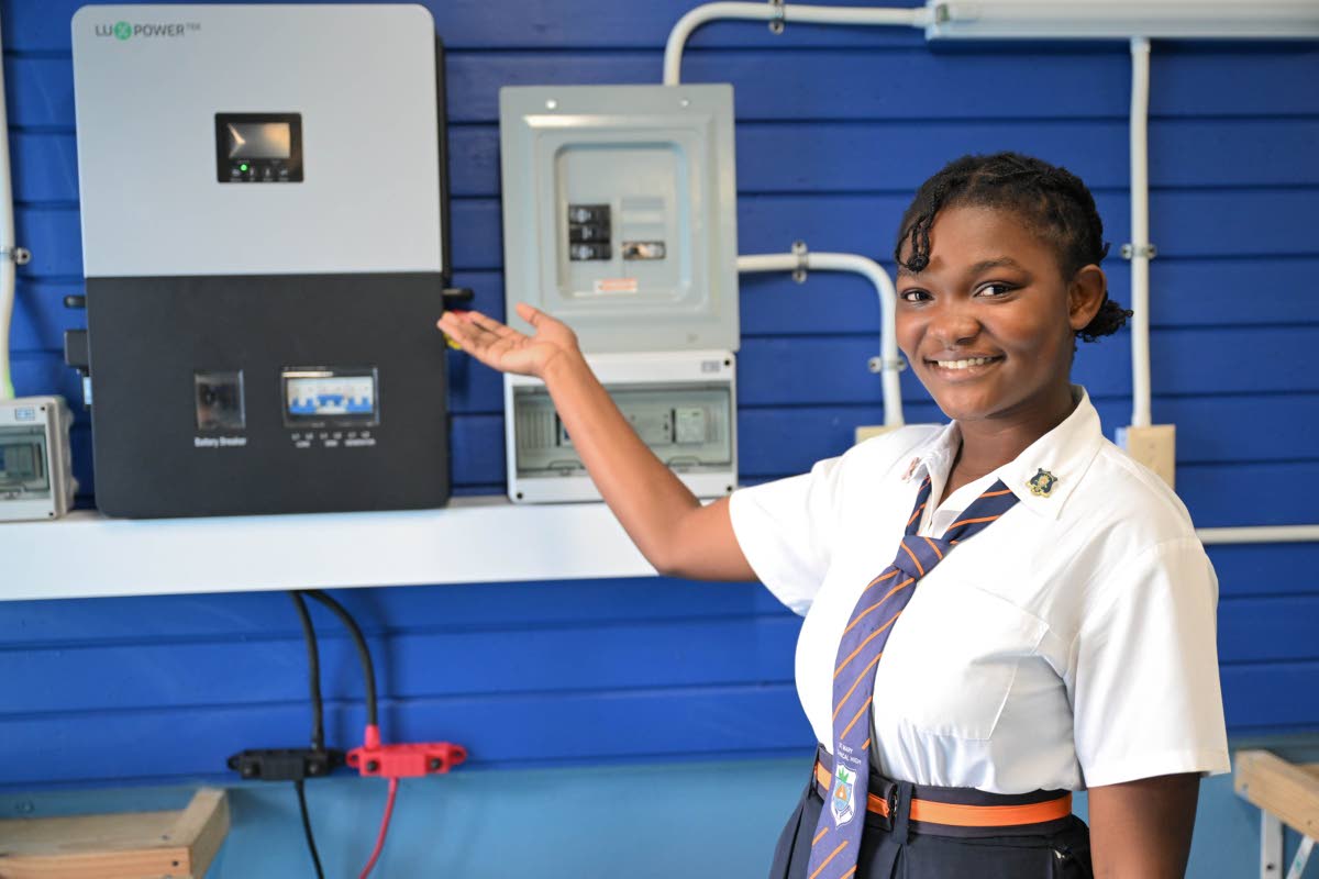 St Mary Technical High School sixth form student, Abigail Dixon inside the innovation hub.