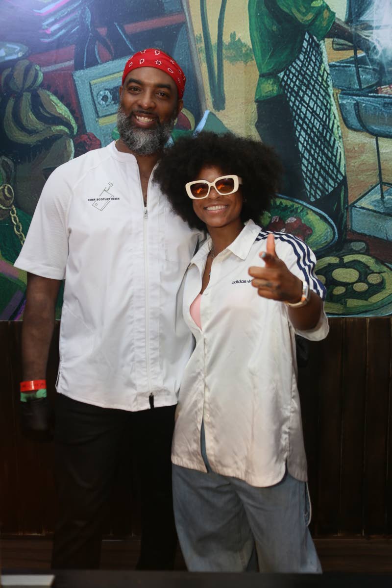 Grammy-nominated reggae artiste Lila Iké stopped by the booth of Bronx-born chef of Jamaican heritage Scotley Innis to give his dishes her stamp of approval.