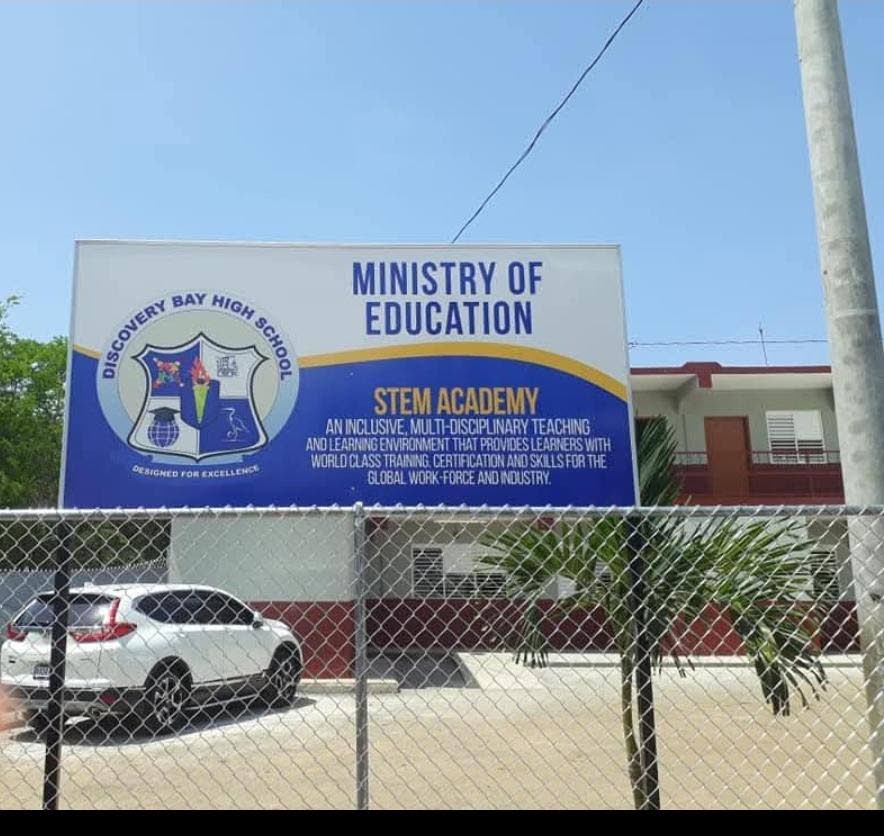 The entrance sign for Discovery Bay High School in St Ann.
