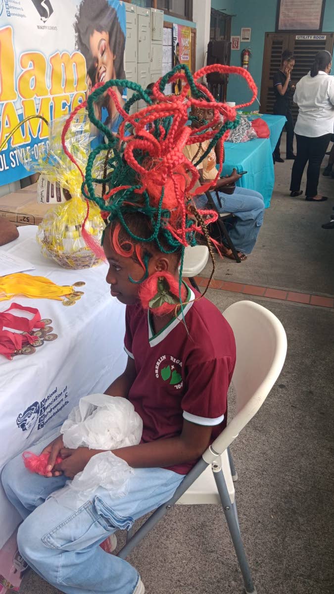 One of the hair fashion creations that was a sample entry from Glam Games Schools Style Off Competition, staged by the NAHC in schools across the island. The initiative was designed to uncover, nurture, and celebrate the creative potential of Jamaica’s y