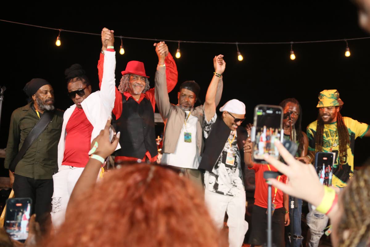Members of Third World make a show of solidarity following their performance on day three of the Wickie Wackie Music Festival held on Saturday at the Wickie Wackie Beach in 8 Miles, Bull Bay. It was the band’s first performance in Jamaica following the p