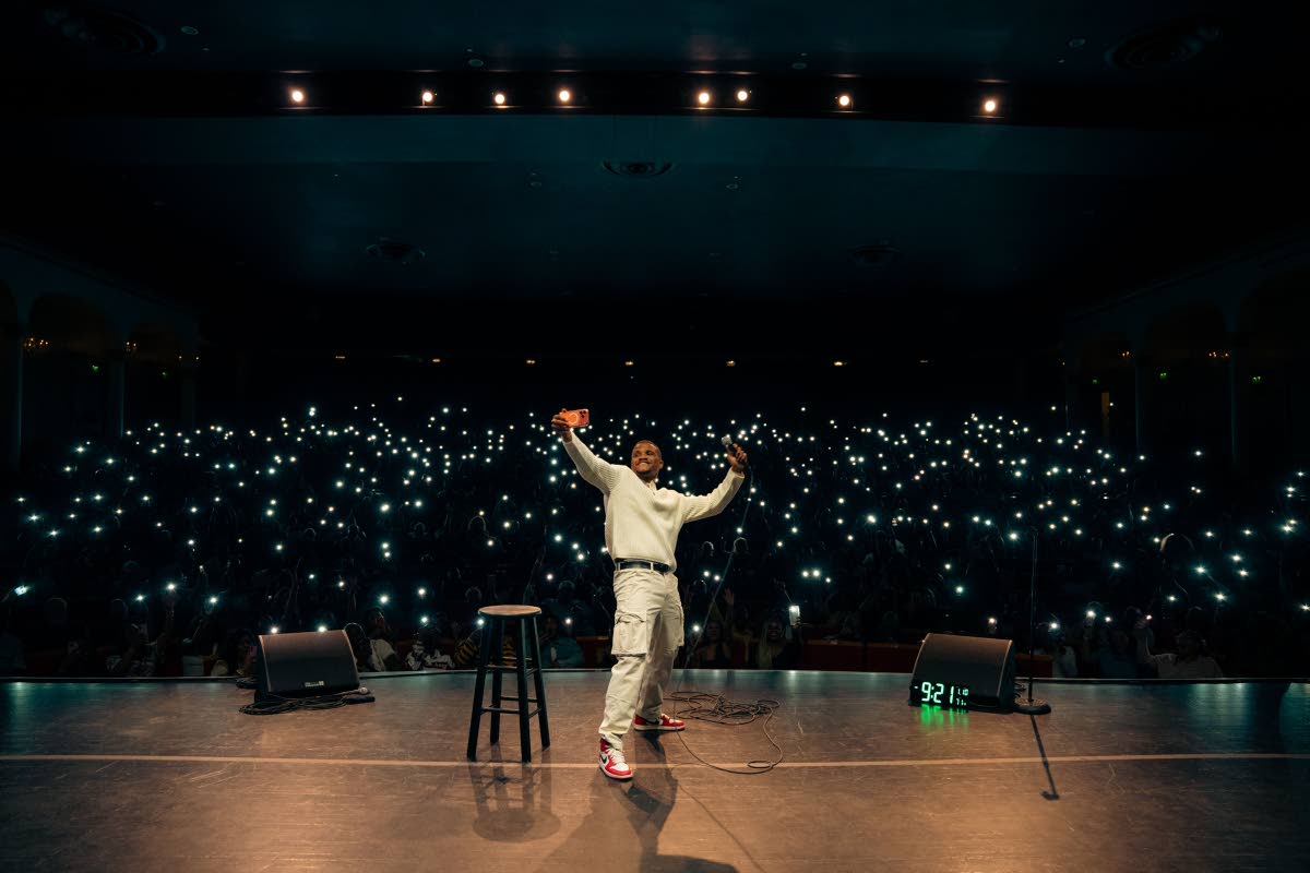 What started on Vine and Instagram has grown into a career on some of the world’s biggest comedy stages. Here, Elliott Jr takes a selfie with the audience during the Fort Lauderdale stop of his Son of an Immigrant world tour in January.