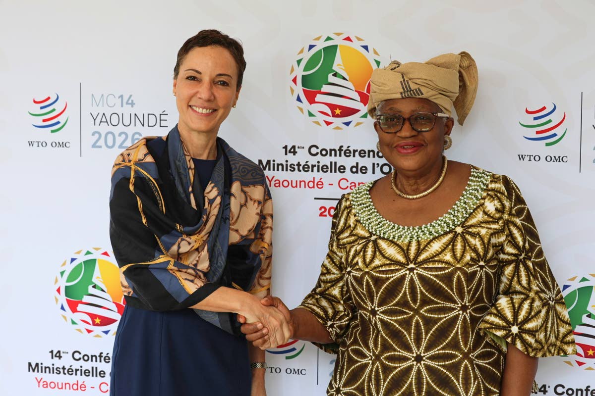
Senator Kamina Johnson Smith (left), Minister of Foreign Affairs and Foreign Trade, meets with Dr Ngozi Okonjo-Iweala, Director-General of the World Trade Organization, on the margins of the 14th Ministerial Conference (MC14) in Yaoundé, Cameroon, whic
