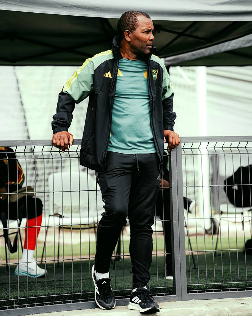 Reggae Boyz coach Rudolph Speid watches his charges during a training session ahead of their Intercontinental Play-off final against the Democratic Republic of Congo.