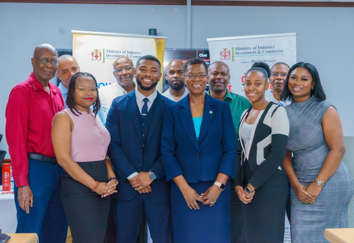 Supervisor of Insolvency and Attorney-at-Law, Fayola Evans Roberts (third left, front row); Deputy Supervisor of Insolvency and Attorney-at-Law, Chevánt Hamilton (second left left, front row); and Licensing and Compliance Officer and Attorney-at-Law, Char