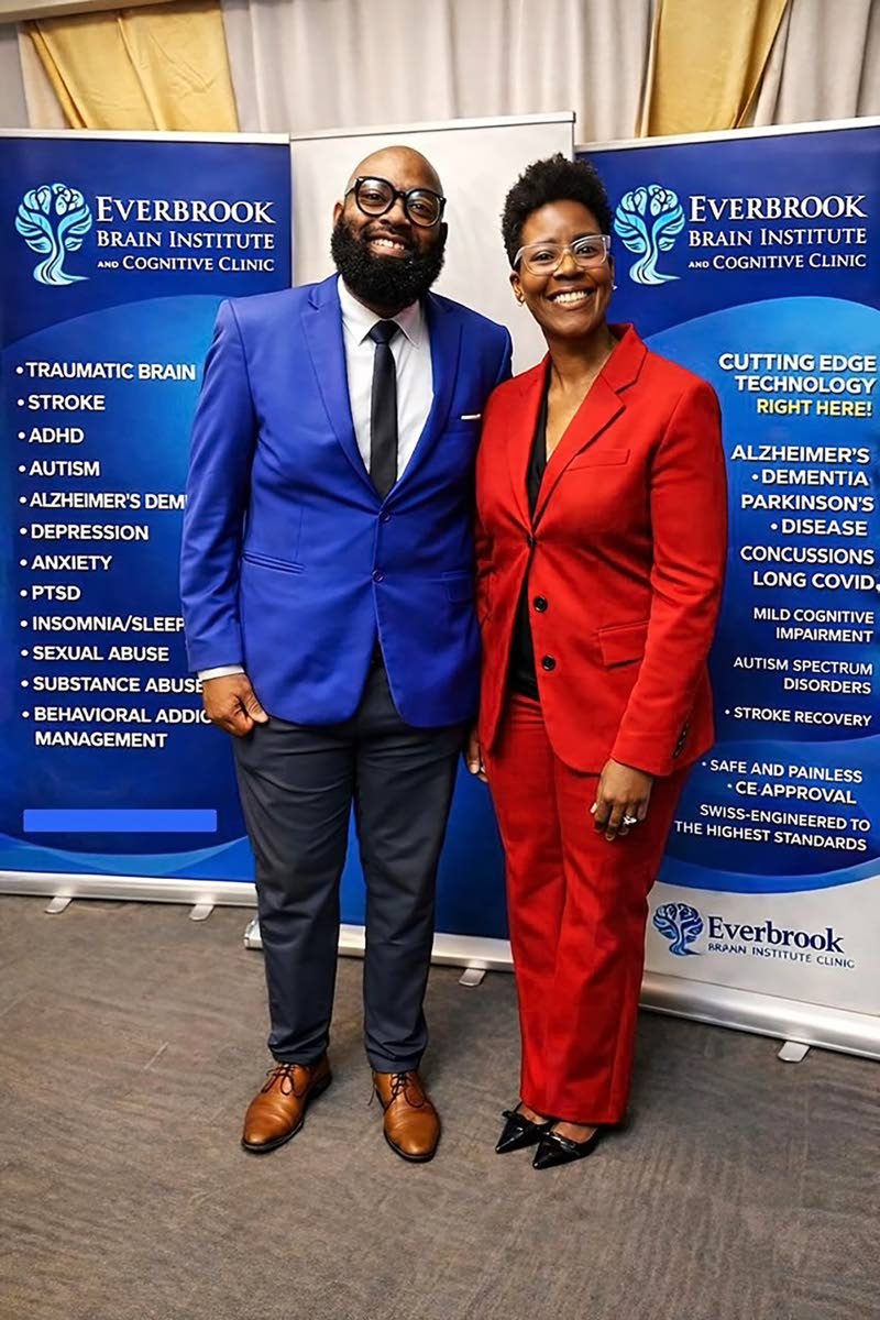 Dr Francene Gayle, consultant stroke neurologist, and her husband, Dr Steve Lawrence, an expert in technology, curriculum, eLearning, artificial intelligence, and research, are the co-owners of Everbrook Brain Institute & Cognitive Clinic, located at 80 Mu