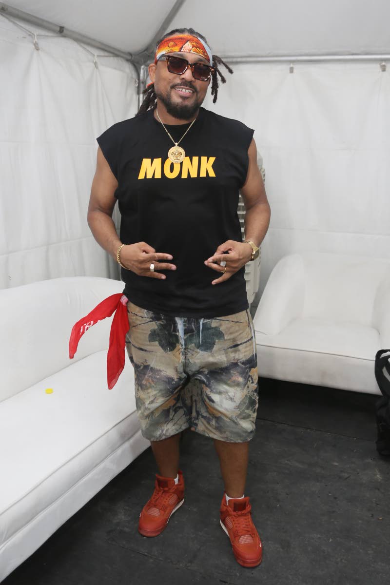 Machel Montano poses backstage at Thursday’s I Love Soca at National Heroes Circle in Kingston. 