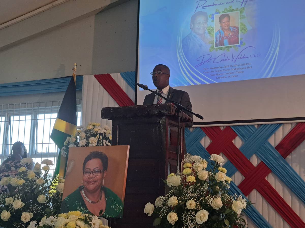 Dr Ricardo Bennett, principal of the Sam Sharpe Teachers’ College in Montego Bay, St James, delivering remarks.