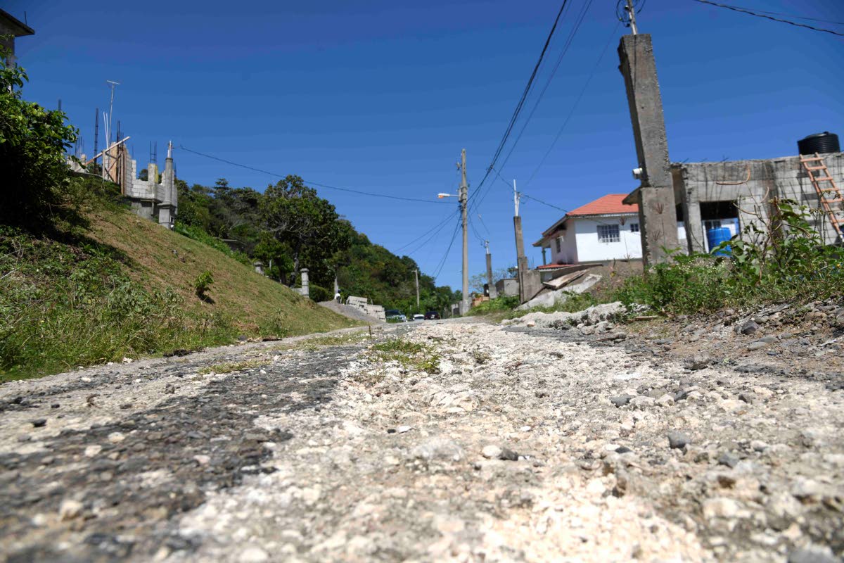 The poor state of one of the roadways in Frontier Phase 2 in St Mary.