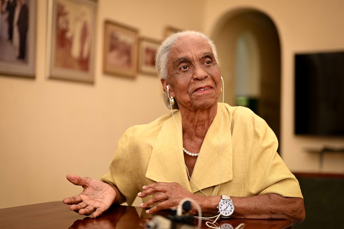 Former minister of education Dr Mavis Gilmour-Petersen makes a point during an interview at her St Andrew home on April 16.