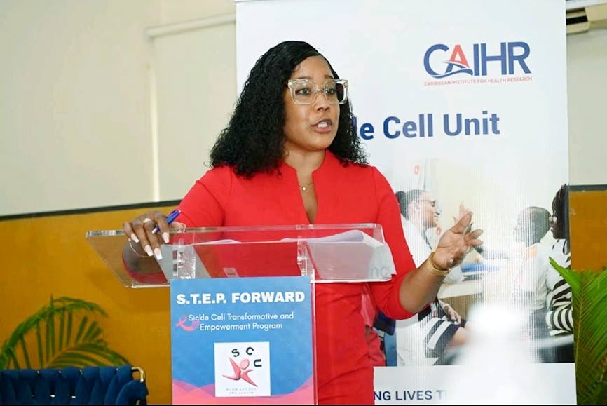 Dr Jebby Campbell addressing a forum hosted by Caribbean Institute of Health Research.