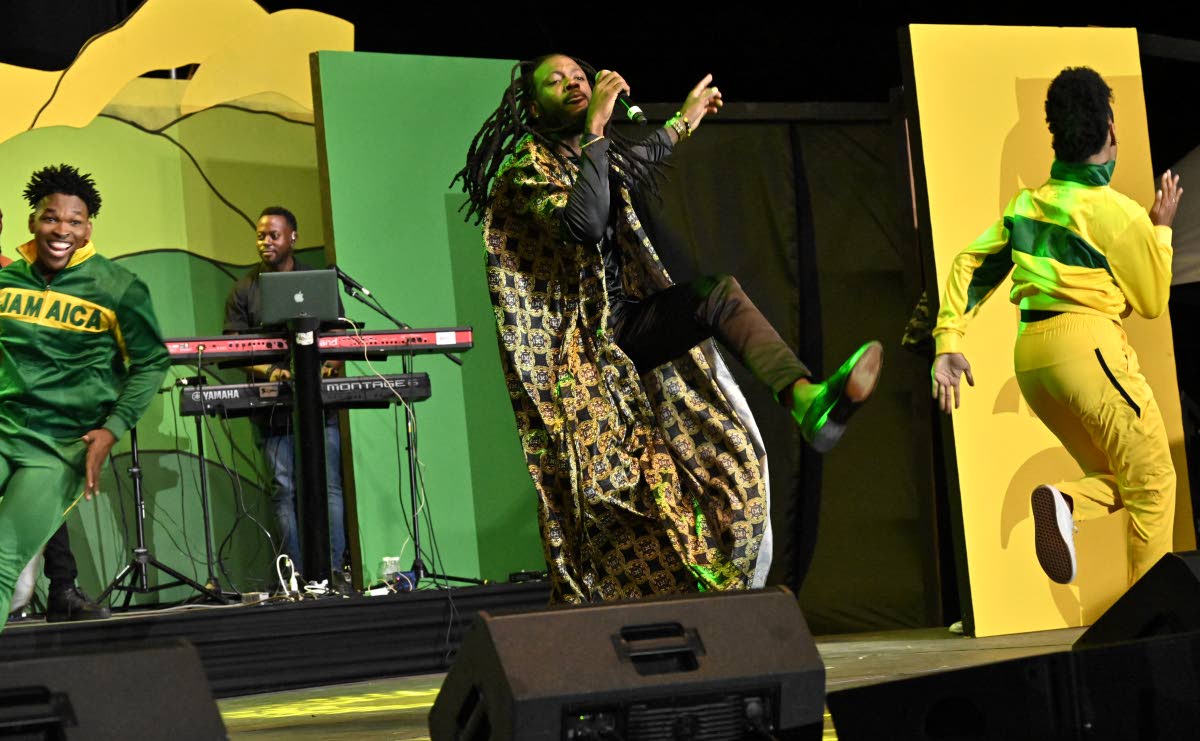 JCDC Festival Song competition winner, dBURNZ, performs at the finals at the Ranny WIlliams Entertainment Centre on Hope Road on Saturday.