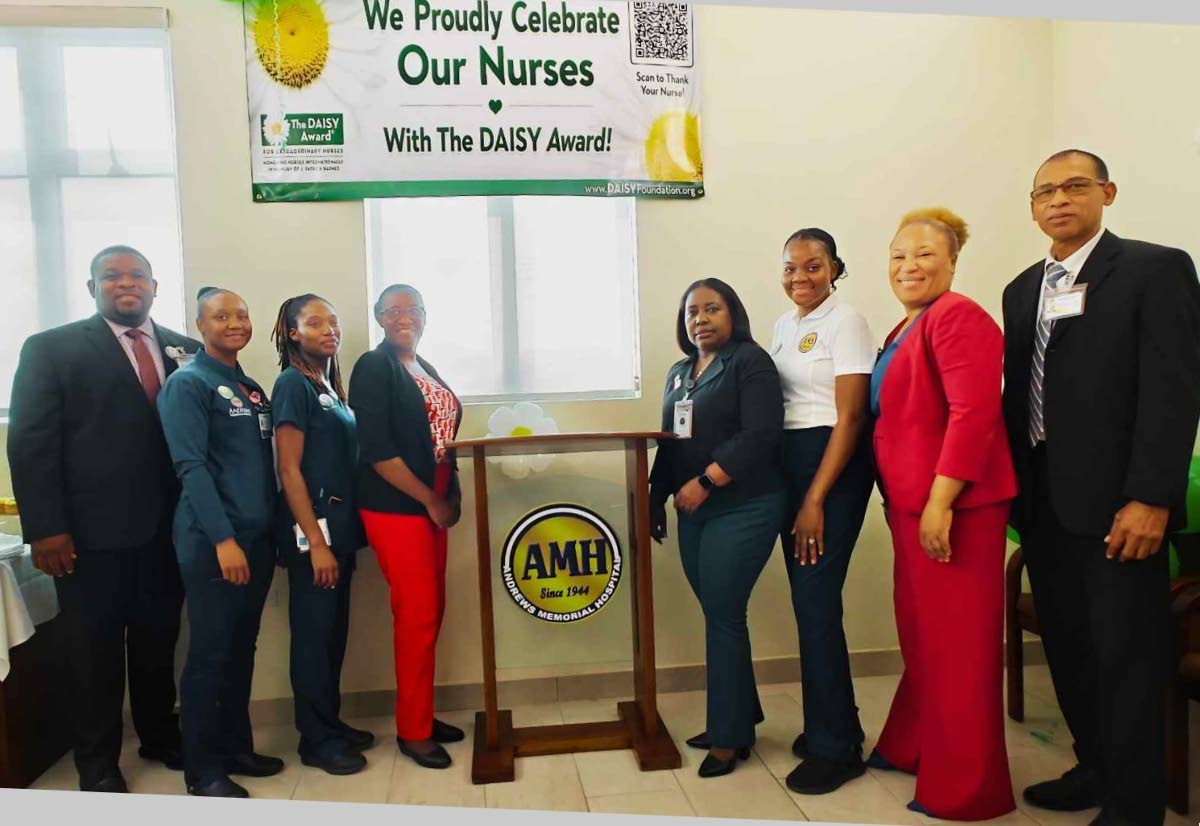 Attending the launch of The DAISY Award at Andrews Memorial Hospital (AMH) Limited are (from left) Donmayne Gyles, president and chief executive officer, AMH; Melissa Harris-Morant, Unit 300 nursing supervisor; Abigail Blythe, acting Outpatient Department 